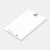 Post-it® Bleu 3 Monogramme de vigne initiale Script Monogra (Incliné)