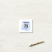 Post-it® bleu aquarelle QR code scan ajouter texte personna (Sur un bureau)