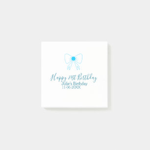 Post-it® Bleu arc heureux 21e anniversaire nom date petite