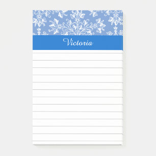 Post-it® Bleu blanc Vintage Damas floral Linal