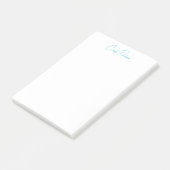 Post-it® Bleu Blanc Votre Nom Calligraphie Unique Minimalis (Incliné)