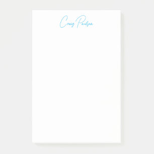 Post-it® Bleu Blanc Votre Nom Calligraphie Unique Minimalis