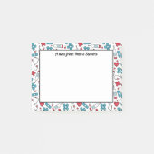 Post-it® Bleu bleu rouge blanc Motif une note de l'infirmiè (Devant)