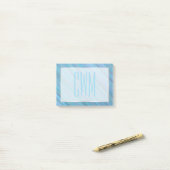 Post-it® Bleu calme Abstrait | Cool Turquoise Aqua Monogram (Sur un bureau)