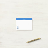 Post-it® Bleu Clair Je Sens Knitty, Oh Tellement Knitty (Sur un bureau)