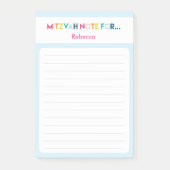 Post-it® Bleu clair Mitzvah Note : 4x6 Sticky Pad (Devant)