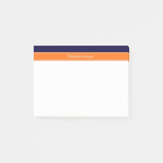 Post-it® Bleu de marine solide,  Citrouille Nom Monogramme (Devant)