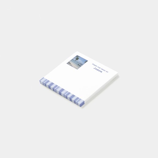 Post-it® Bleu Denim moderne avec photo (Incliné)