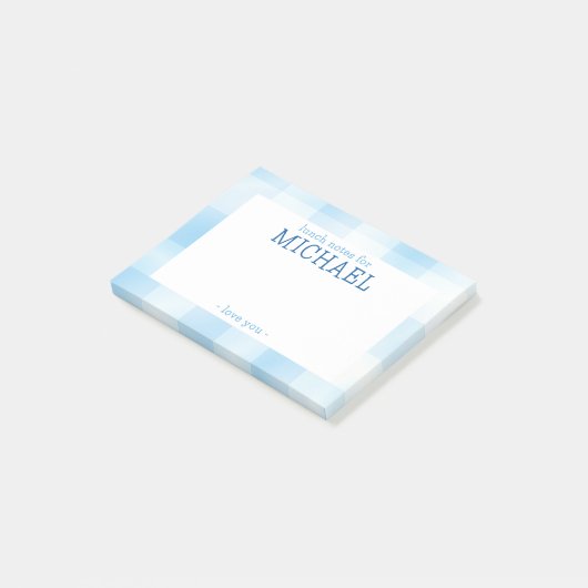 Post-it® Bleu En vichy Plaid Kids Notes personnalisées pour (Incliné)