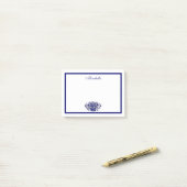 Post-it® Bleu et blanc Flore Bleu personnalisé (Sur un bureau)