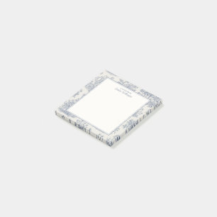 Post-it® Bleu et Blanc Motif Toile de Jouy Personnalisé en 