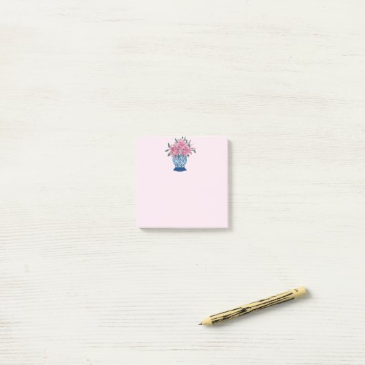 Post-it® Bleu et blanc rose Ginger Jar (Sur un bureau)