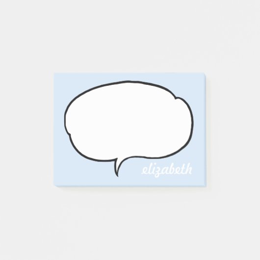 Post-it® Bleu et blanc Talk bulle Nom personnalisé (Devant)