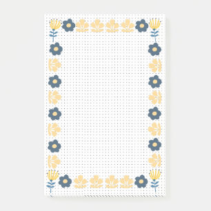 Post-it® Bleu et jaune fleuri arrière - plan papier à puces