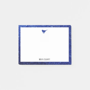 Post-it® Bleu Faux Parties scintillant Oiseau et frontière 