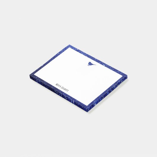 Post-it® Bleu Faux Parties scintillant Oiseau et frontière  (Incliné)