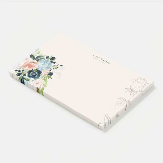 Post-it® Bleu floral de minuit Note post-it (Incliné)