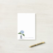 Post-it® Bleu Hydrangée et vase rayé de marine Personnalisé (Sur un bureau)