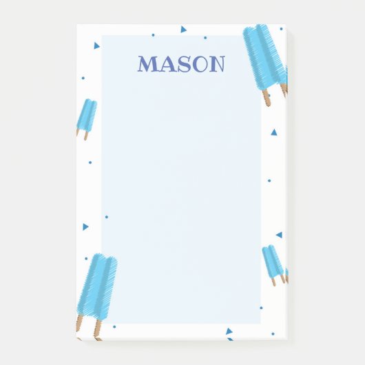 Post-it® Bleu Ice Poteau Pop Note (Devant)