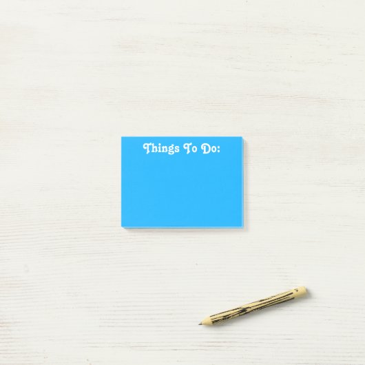 Post-it® Bleu lumineux fait sur commande blanc des textes | (Sur un bureau)