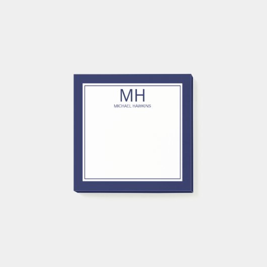 Post-it® Bleu marine Blanc Monogrammé Hommes (Devant)