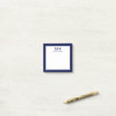 Post-it® Bleu marine Blanc Monogrammé Hommes (Sur un bureau)