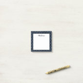 Post-it® Bleu marine blanc points abstraits personnalisés 3 (Sur un bureau)
