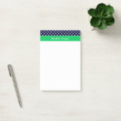 Post-it® Bleu Marine Points Blancs Émeraude Vert Monogramme (Bureau)
