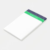 Post-it® Bleu Marine Points Blancs Émeraude Vert Monogramme (Incliné)