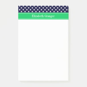Post-it® Bleu Marine Points Blancs Émeraude Vert Monogramme
