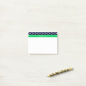 Post-it® Bleu Marine Points Blancs Vert Emeraude Monogramme (Sur un bureau)