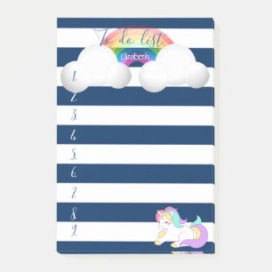 Post-it® Bleu marine rayé, Licorne,Arc-en-ciel,Liste de cho