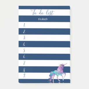 Post-it® Bleu marine rayé, Licorne, Liste de choses à faire