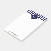 Post-it® Bleu Marine Rayures Blanches, Monogramme Label Nav (Incliné)
