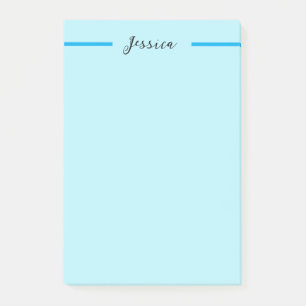 Post-it® Bleu Moderne Élégant Simple Professionnel Nom