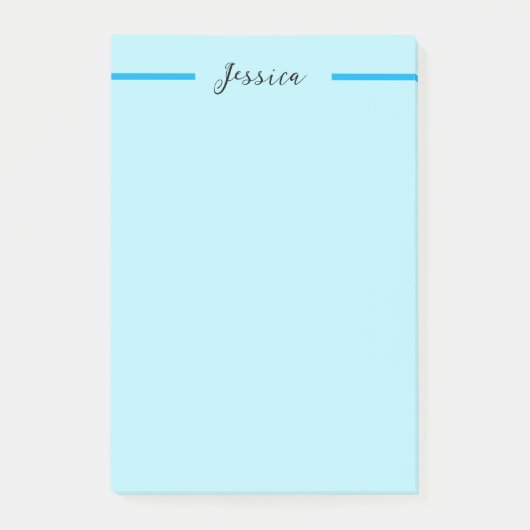 Post-it® Bleu Moderne Élégant Simple Professionnel Nom (Devant)