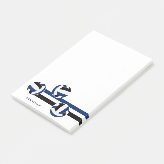 Post-it® bleu noir volleyballs nom personnalisé (Incliné)