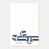 Post-it® bleu noir volleyballs nom personnalisé (Devant)