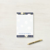 Post-it® Bleu Nuit Blanc Floral Romantique (Sur un bureau)