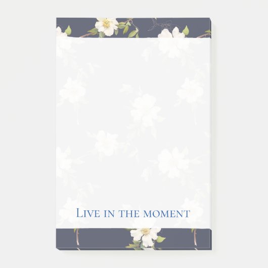 Post-it® Bleu Nuit Blanc Floral Romantique (Devant)