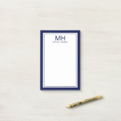 Post-it® Bleu Nuit Blanc Monogrammé Hommes (Sur un bureau)