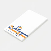 Post-it® bleu orange volleyballs rayures nom personnalisé (Incliné)