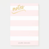 Post-it® Bleu Pink Stripes Gold Faux Foil Notes (Devant)