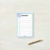 Post-it® Bleu Polka Dot Teardrop Diamond IMPORTANT (Sur un bureau)