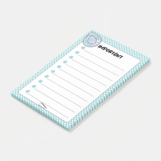 Post-it® Bleu Polka Dot Teardrop Diamond IMPORTANT (Incliné)