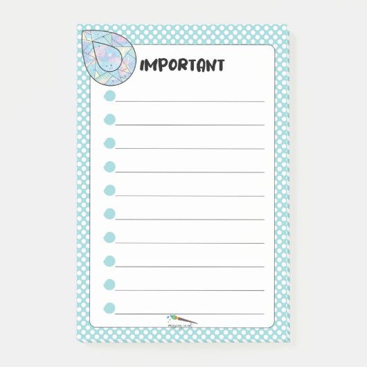 Post-it® Bleu Polka Dot Teardrop Diamond IMPORTANT (Devant)