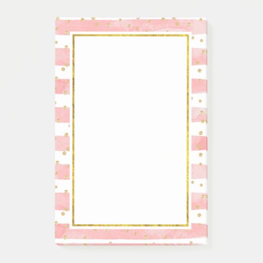 Post-it® Bleu rose | Faux Gold Confetti (Devant)