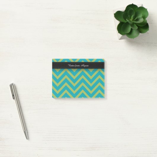 Post-it® Bleu / Turquoise et vert Chevron (Bureau)