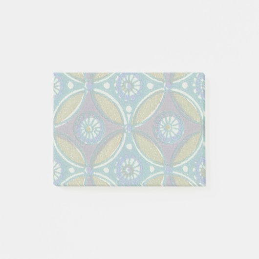 Post-it® Bleu vert Rustique Boho Motif circulaire géométriq (Devant)