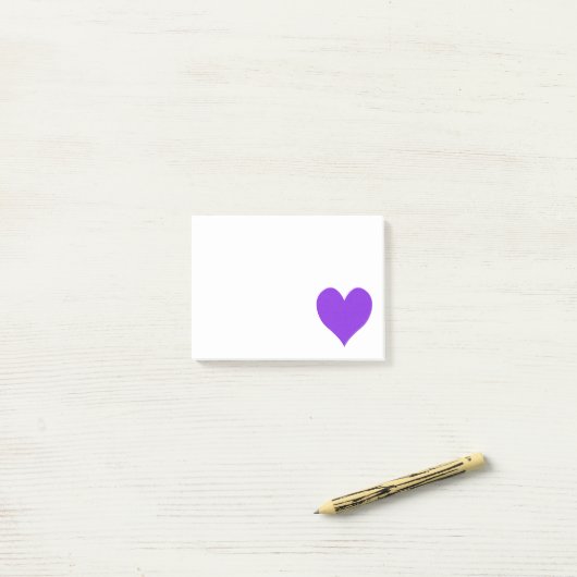 Post-it® Bleu Violet Cute forme coeur (Sur un bureau)